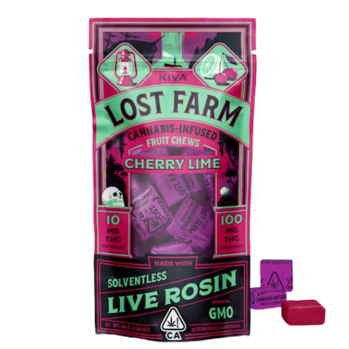 Lost Farms - Kiva Cherry Lime GMO Rosin Chews Lost Farm Kiva - 100 mg Edibles cannabis