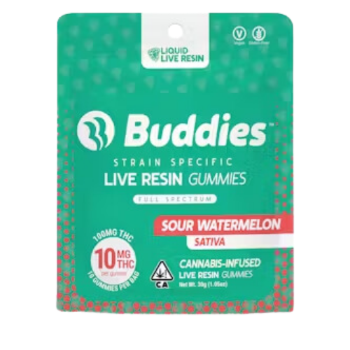 Buddies Sour Watermelon LR Gummies - 100 mg Edibles cannabis