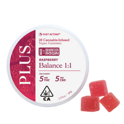 Plus Raspberry 1:1 Gummies Edibles cannabis